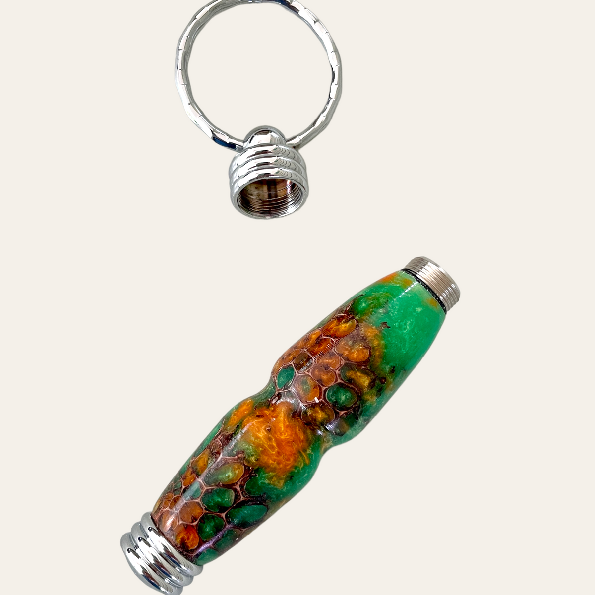 Resin Secret Compartment Hand Turned Key Chain- Sweet Gum Pod Key Chain Paul's Hand Turned Creations   