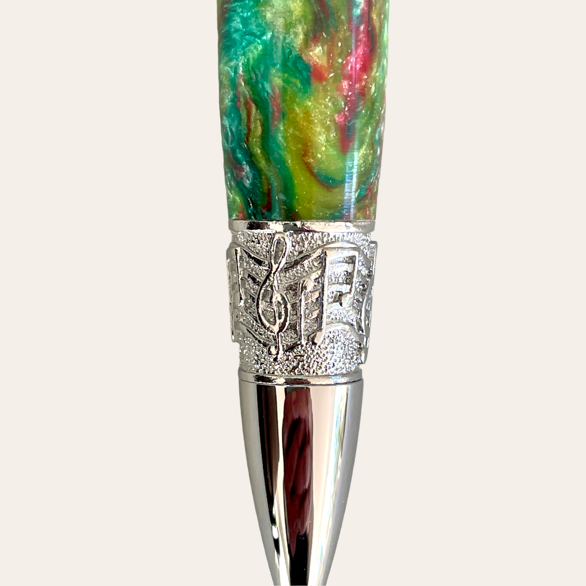 Hand Turned Resin Music Pen With Chrome Trim- Jazz Pens Paul's Hand Turned Creations   