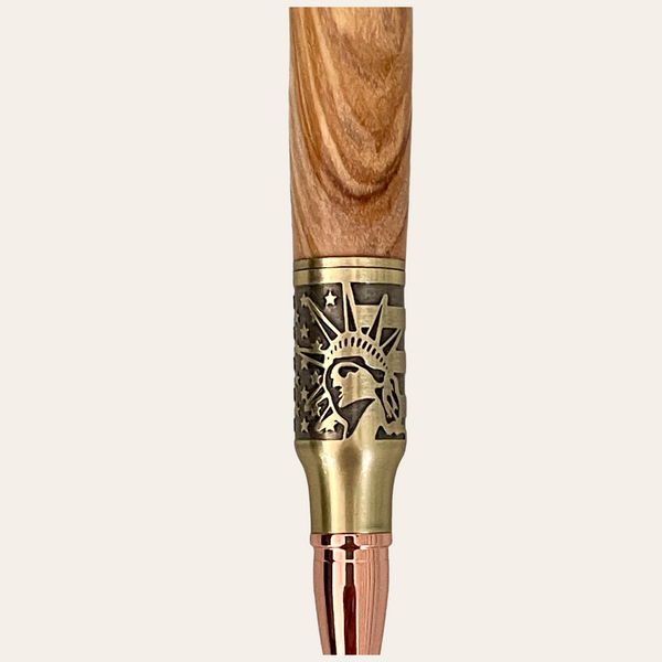 Statue Of Liberty Bolt Action Hand Turned Pen with Bethlehem Olive Wood Pens & Pencils Paul's Hand Turned Creations   