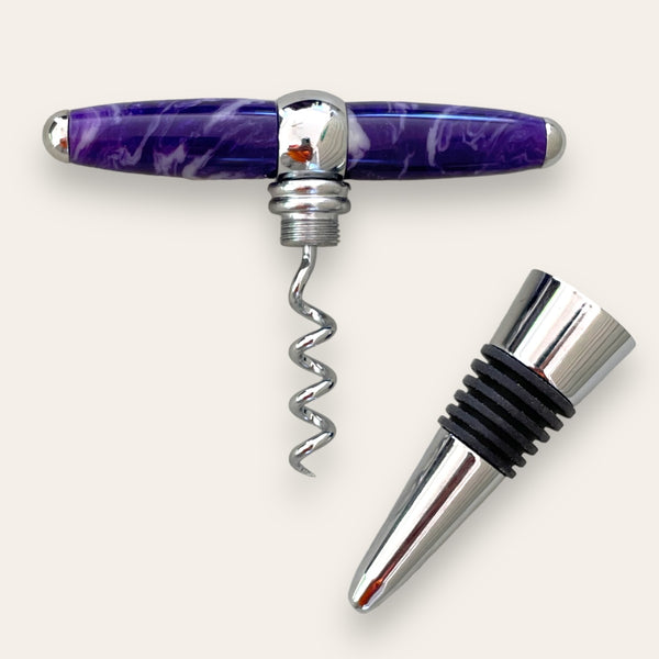 T-Handle Wine-topper With Built in Corkscrew- Purple Passion Wine Toppers Paul's Hand Turned Creations   